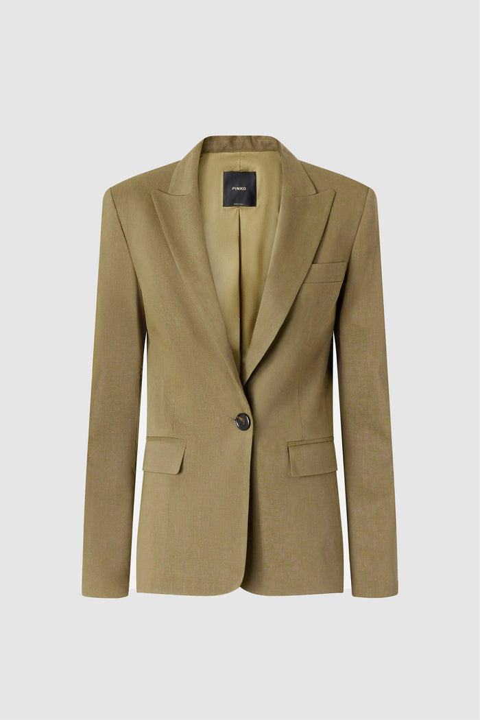 Equilibrato,Blazer monopetto in lino stretch