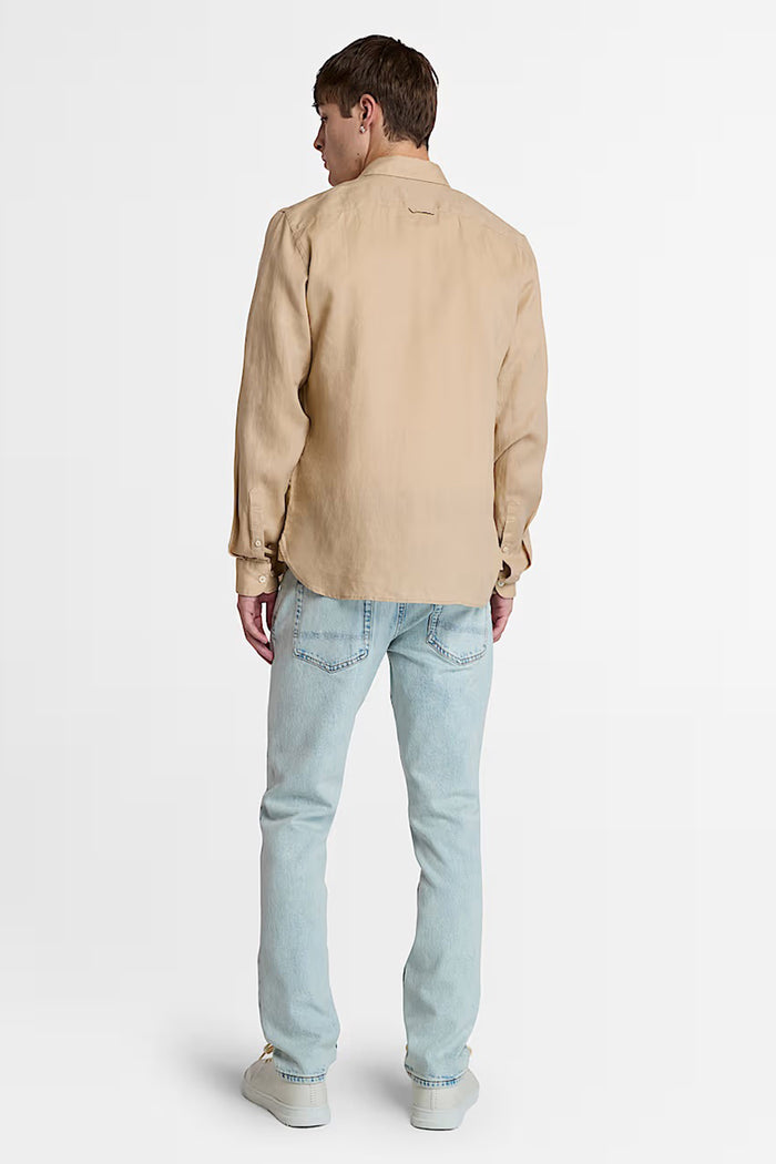 Camicia in Lino Mill Brook da Uomo in beige-3