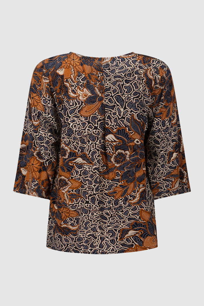 Blusa in crêpe de Chine di seta stampata-2
