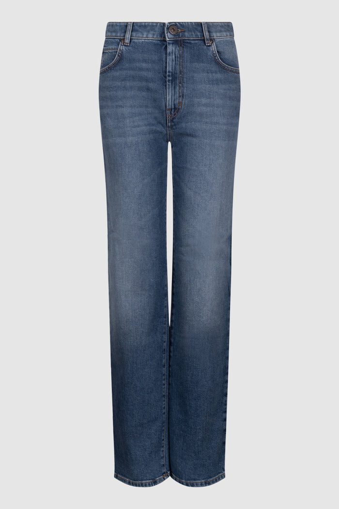 Jeans straight leg in denim - Blu