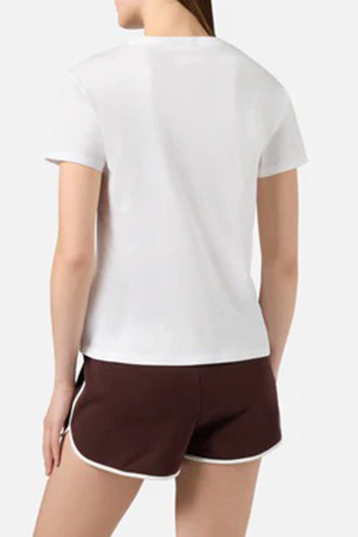 T-shirt Emilie bianca con patch logo animalier ricamata-4