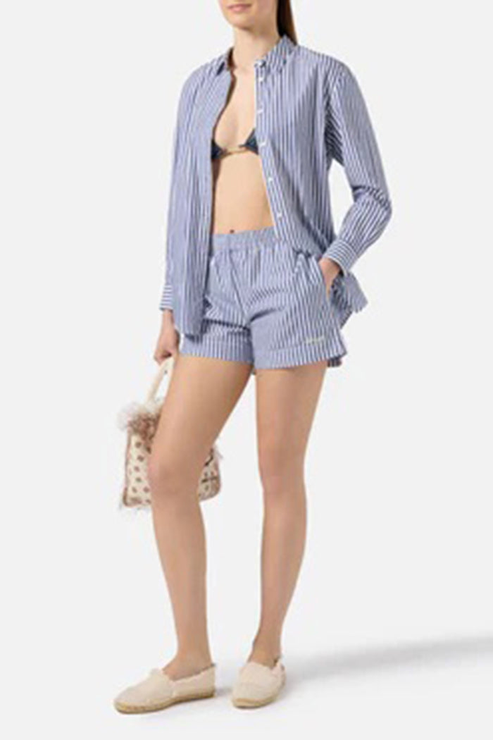 Shorts Meave in popeline a righe blu-5