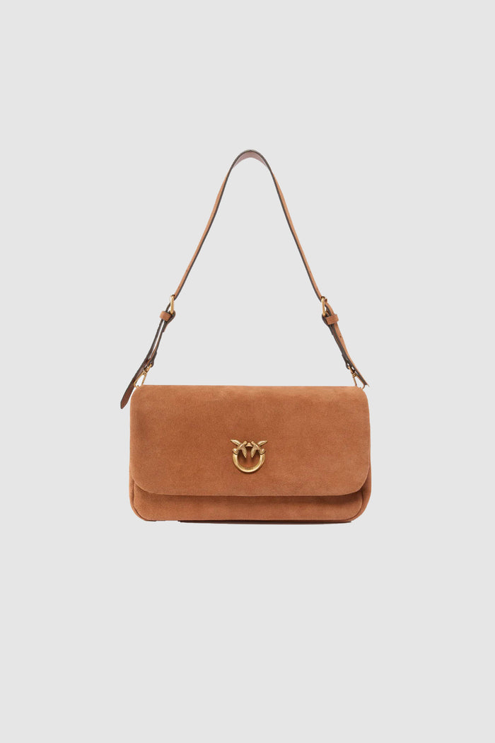 Borsa a tracolla media Love Bag Click Soft Horizontal Handle in suede-1