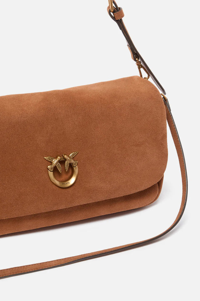 Borsa a tracolla media Love Bag Click Soft Horizontal Handle in suede-2