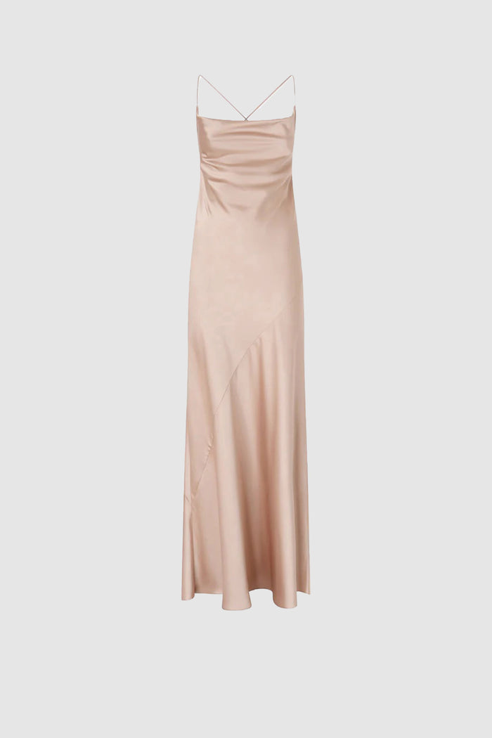 Abito slipdress lungo in satin-1