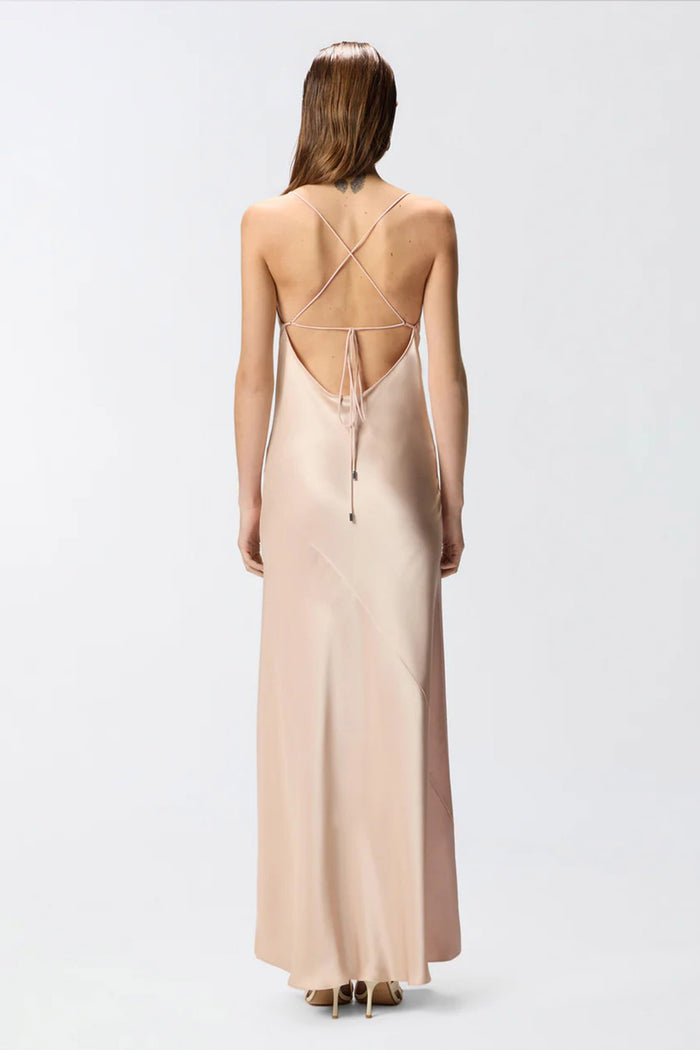 Abito slipdress lungo in satin-3