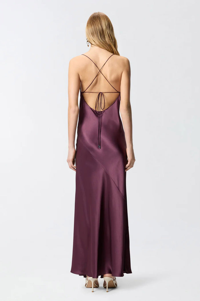 Abito slipdress lungo in satin-5