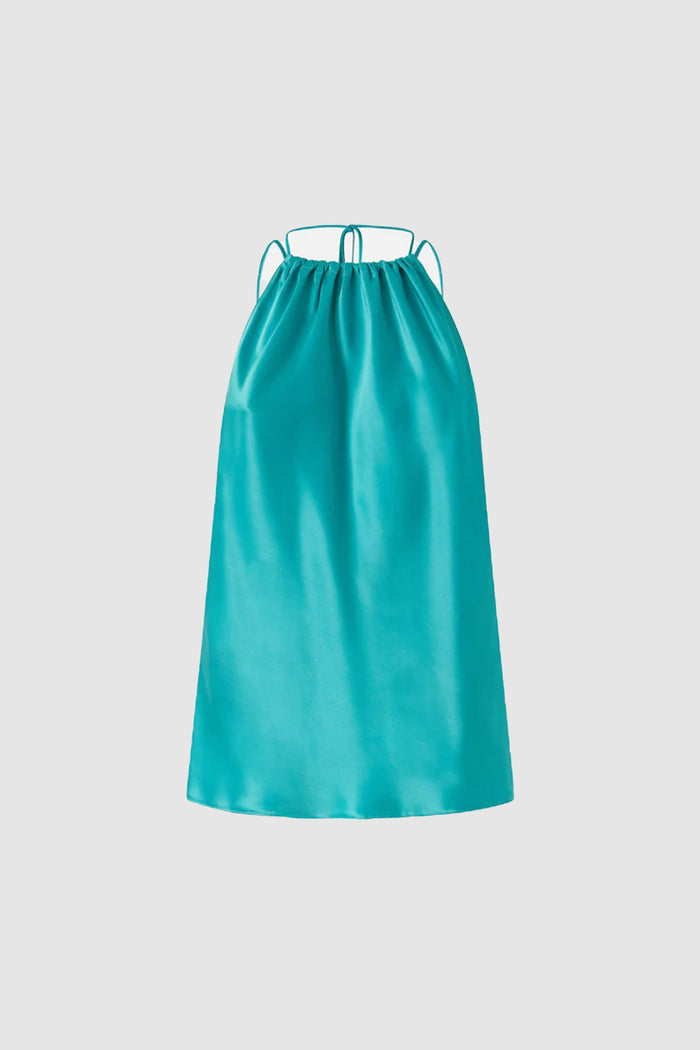 Top in satin con scollo all'americana