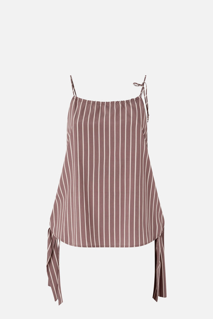 Top a righe con spalline sottili e fiocchi