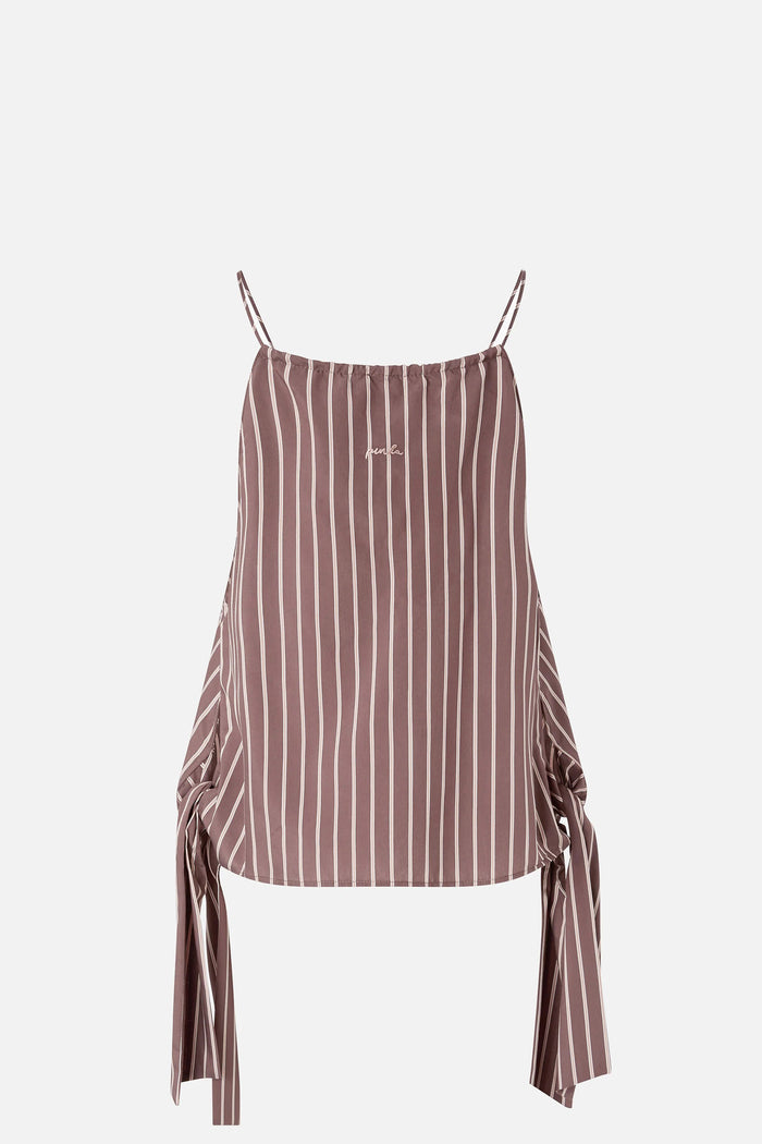 Top a righe con spalline sottili e fiocchi-2