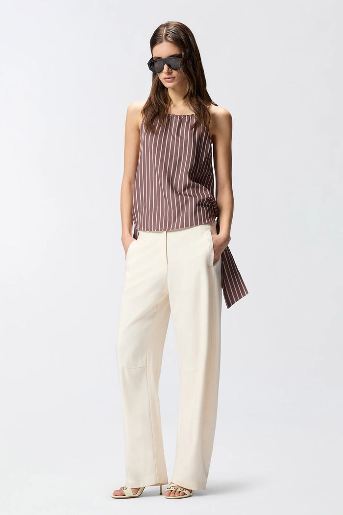 Top a righe con spalline sottili e fiocchi-4