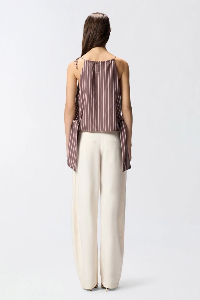 Top a righe con spalline sottili e fiocchi-5