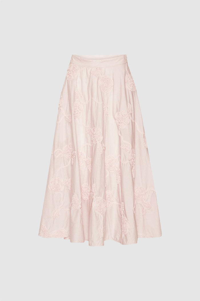Gonna lunga a fiori rosa chiaro-1