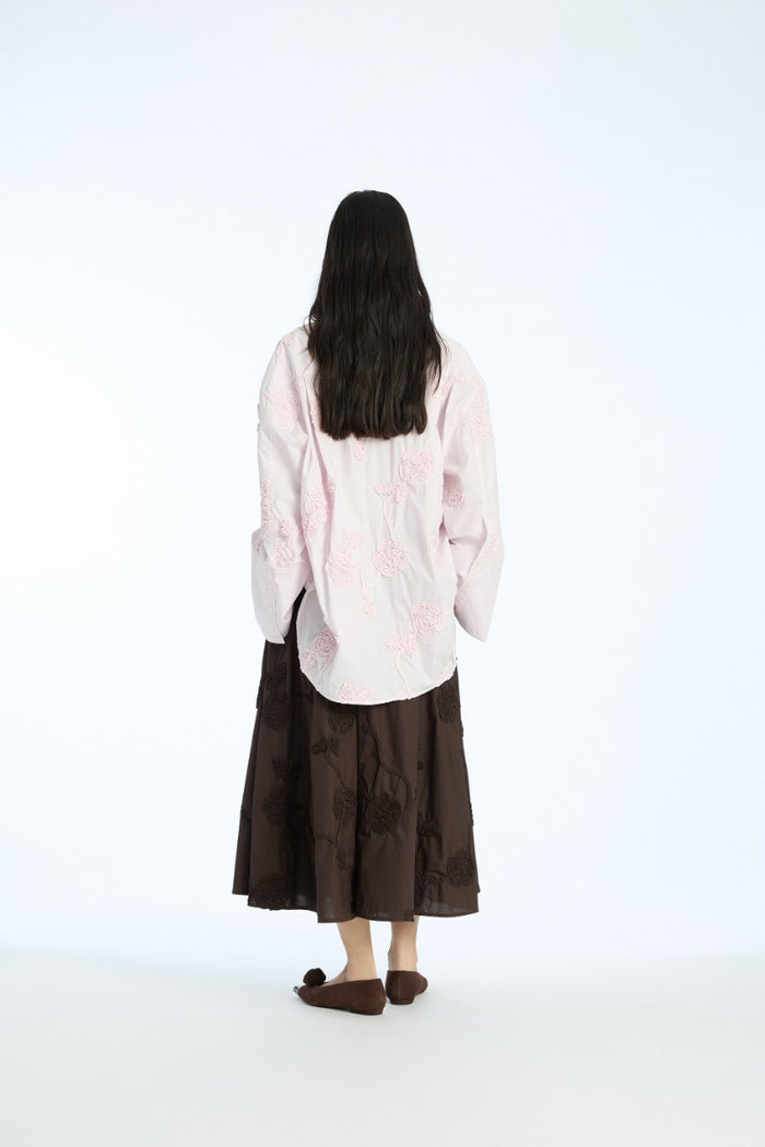 Camicia oversize a fiori rosa chiaro-5