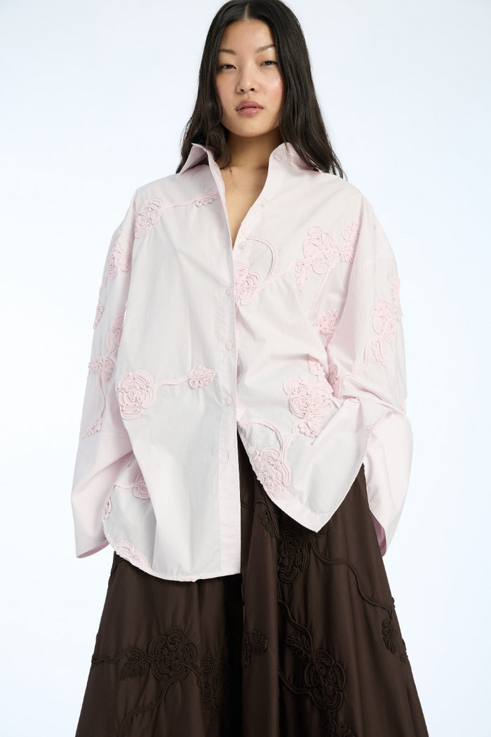 Camicia oversize a fiori rosa chiaro-7