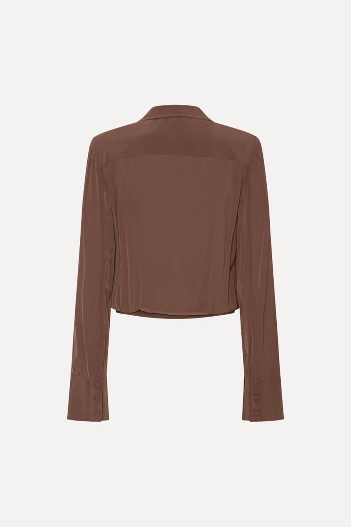 Top a pieghe marrone-2