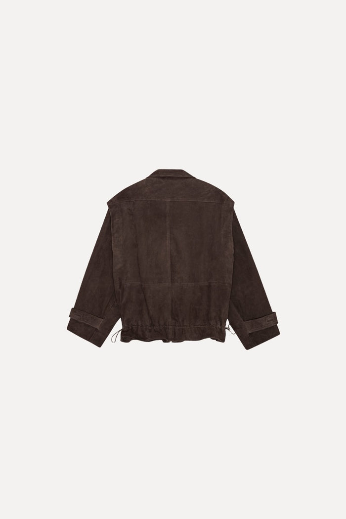 Giacca di pelle oversize color cioccolato-2