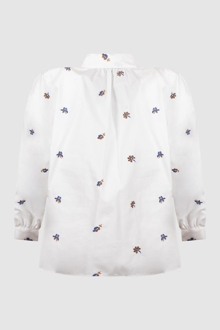 Camicia in popeline con ricami - Bianco-2