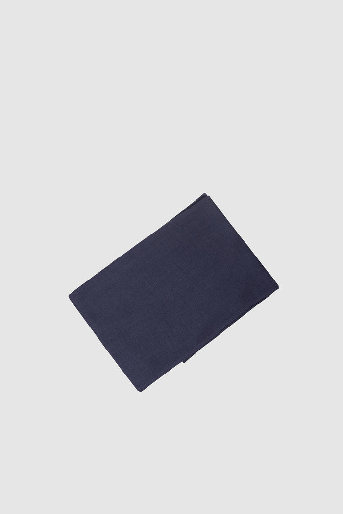 Foulard in Lana e Seta Blu con Logo Ricamato-2