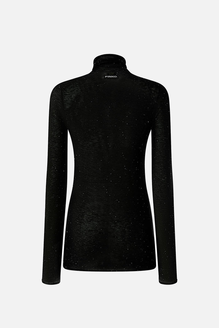 Maglia aderente a collo alto con micro paillettes-2