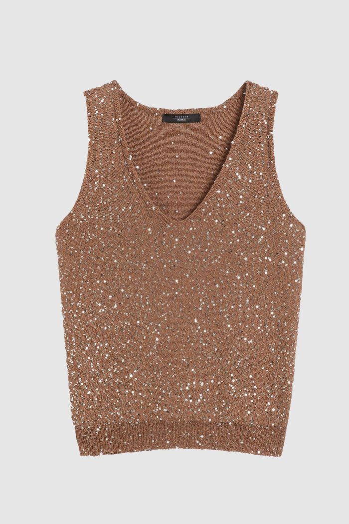 Acaici top in maglia con paillette