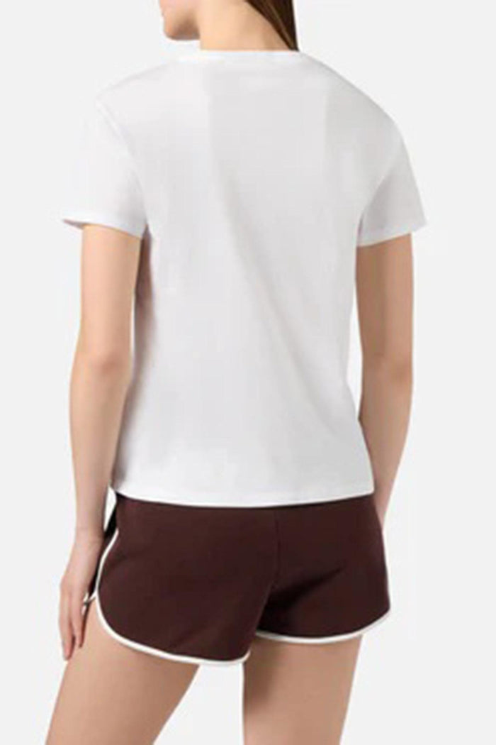 T-shirt Emilie bianca con patch logo animalier ricamata-4