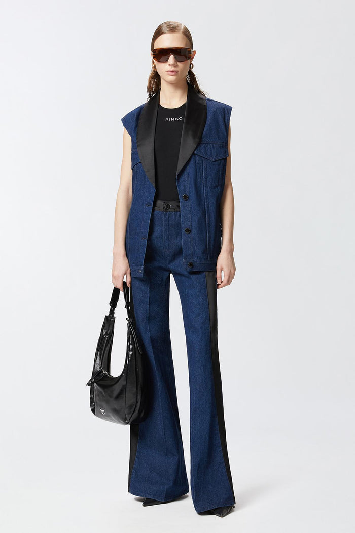 Canotta in maglia a costine con logo PINKO-5
