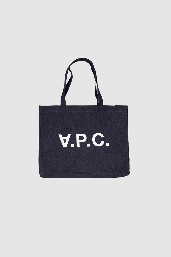 Large Tote Bag in Denim con Logo