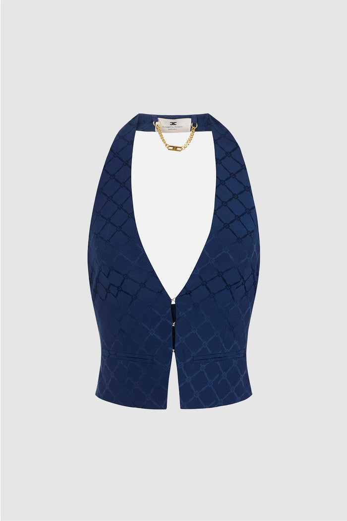 Gilet in satin con losanga jacquard