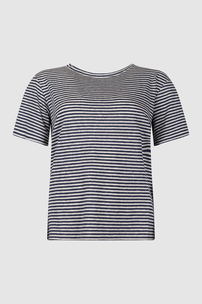 T-shirt basic in jersey di lino stretch