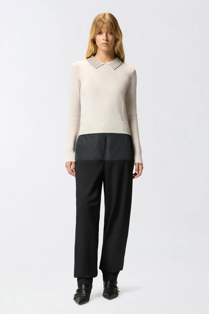 Maglia con colletto e strass-5