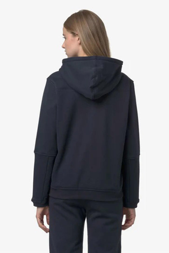 Felpa con cappuccio unisex blu con cerniera intera in pile per attività all'aperto-5