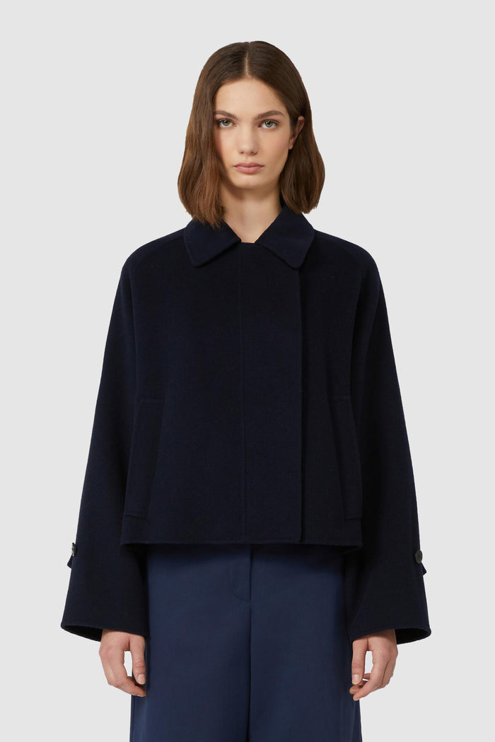 Cappotto crop in drap di lana
