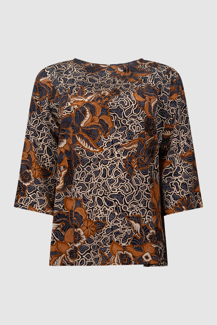 Blusa in crêpe de Chine di seta stampata