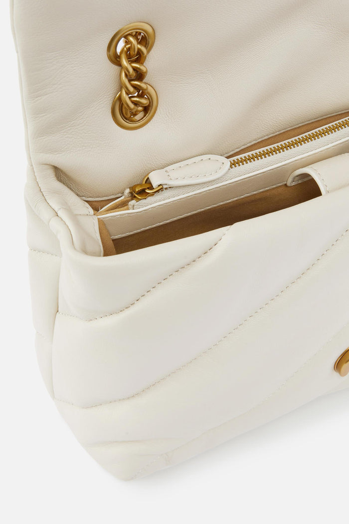 Borsa a tracolla media Love Bag Puff in nappa trapuntata con catena-4