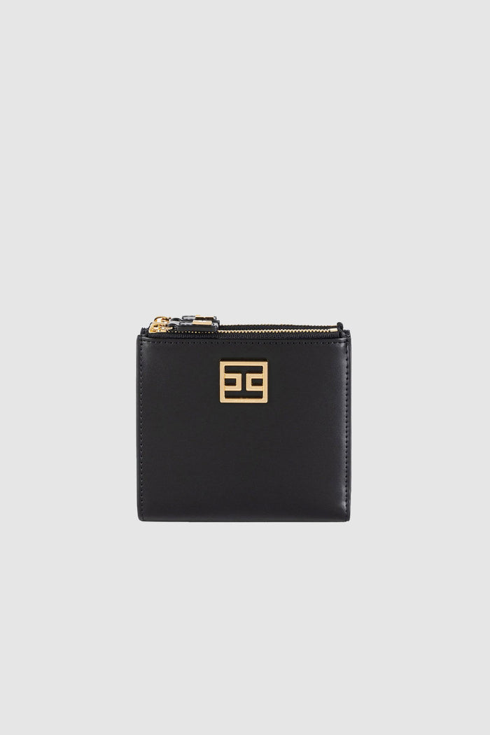 Portafoglio con zip e placca logo