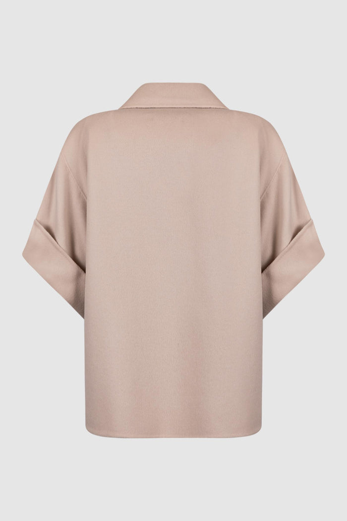 Cappotto corto in drap di lana - Sabbia-2