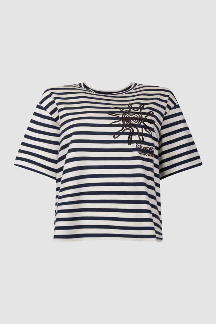 T-shirt in jersey di cotone con stampa - Blu-1