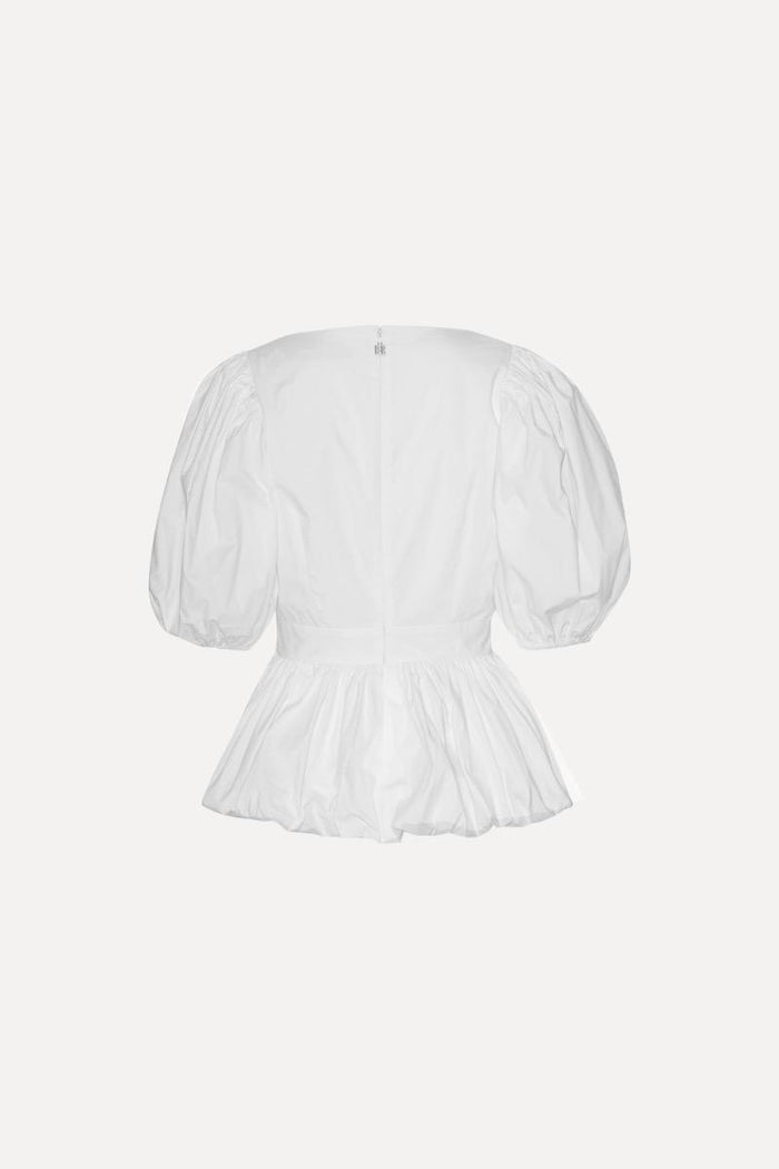 Top a palloncino con maniche a sbuffo, bianco brillante-2