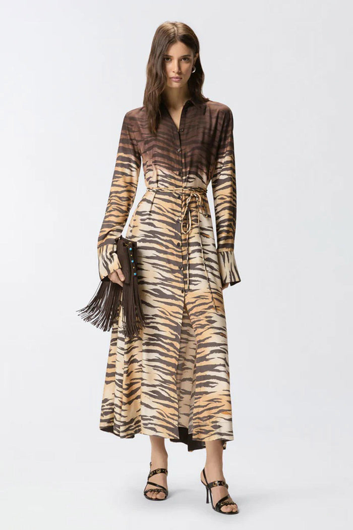 Abito chemisier lungo con stampa animalier-4