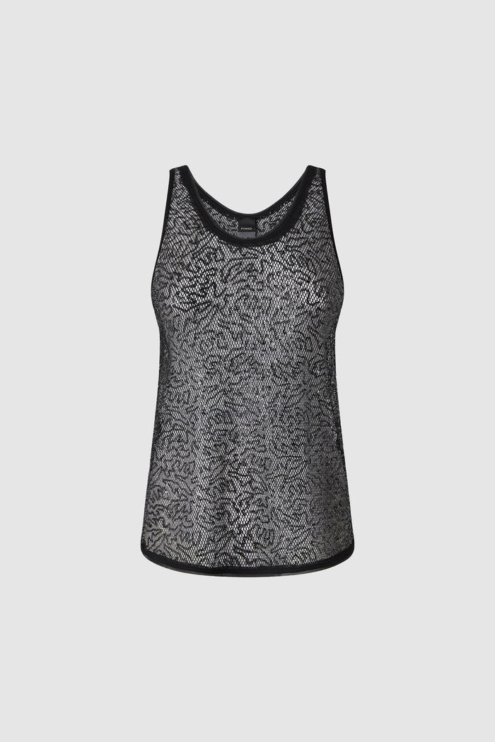 Top canottiera rete paillettes