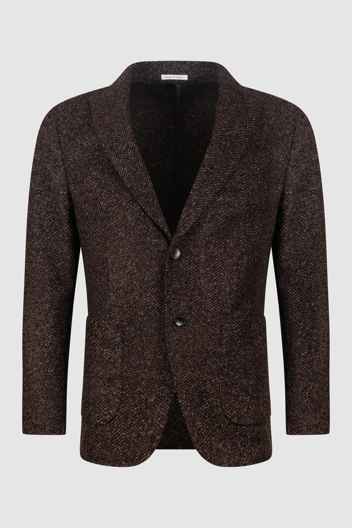 Giacca monopetto in lana spigata