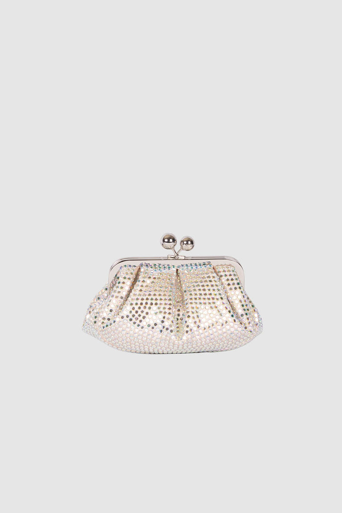 Pasticcino Bag small in raso con strass - Rosa antico