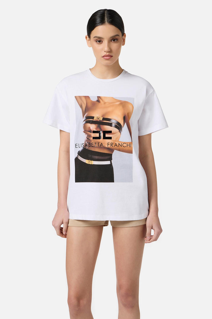 T-shirt in jersey di cotone con stampa fotografica-2
