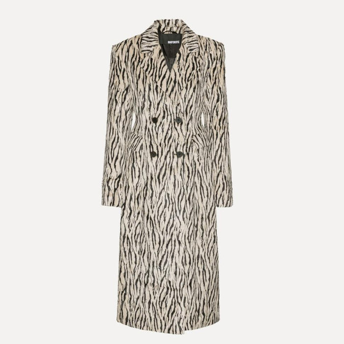 Cappotto in pelliccia sintetica stampata nera-8