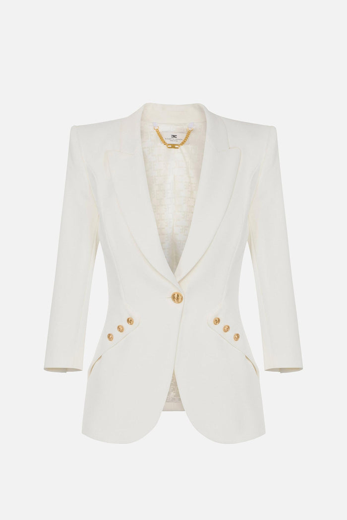 Giacca in doppio crêpe leggero con bottoni logati-2