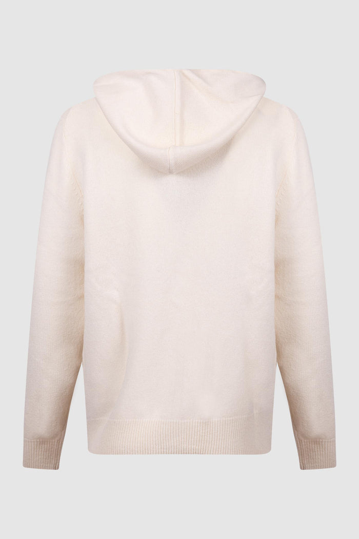 Felpa con Cappuccio Zip Panna-2