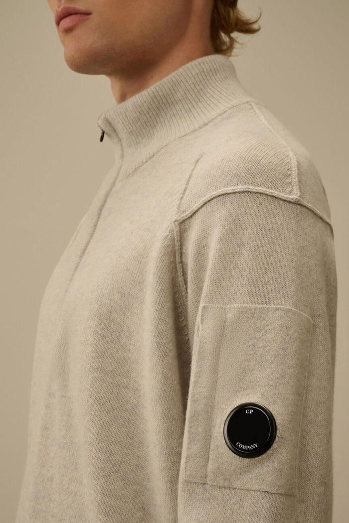 Maglione con mezza zip in lana d'agnello GRS-4