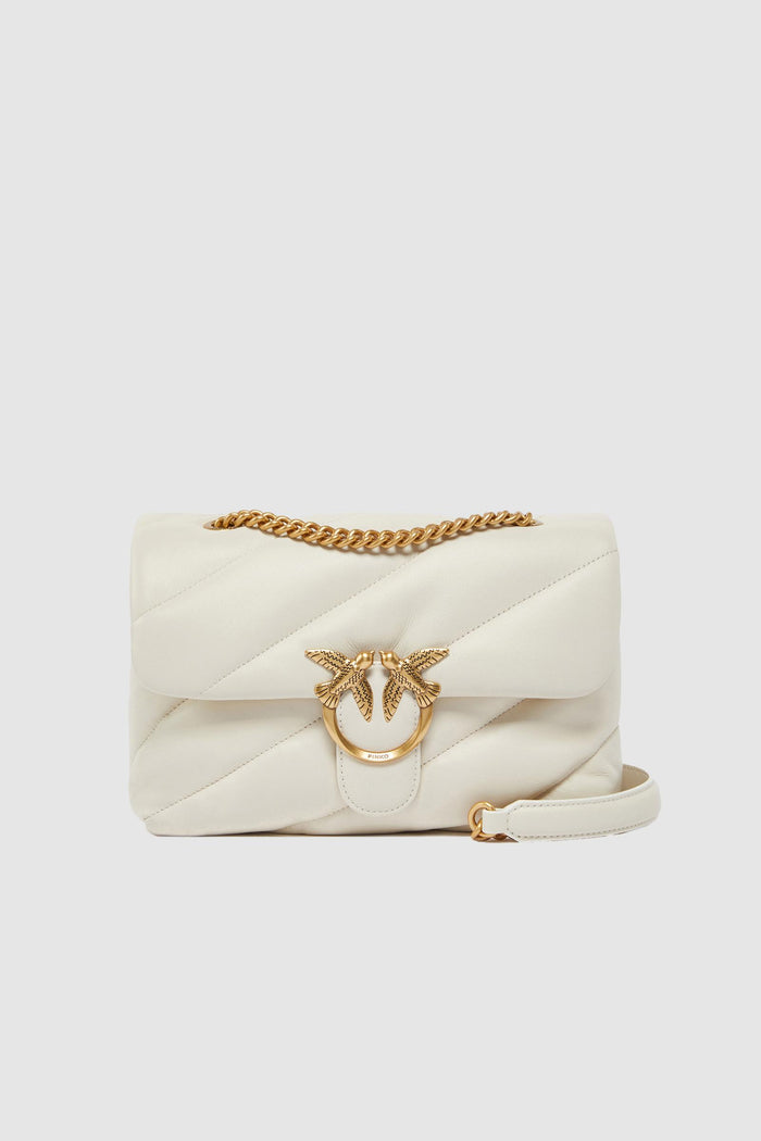 Borsa a tracolla media Love Bag Puff in nappa trapuntata con catena