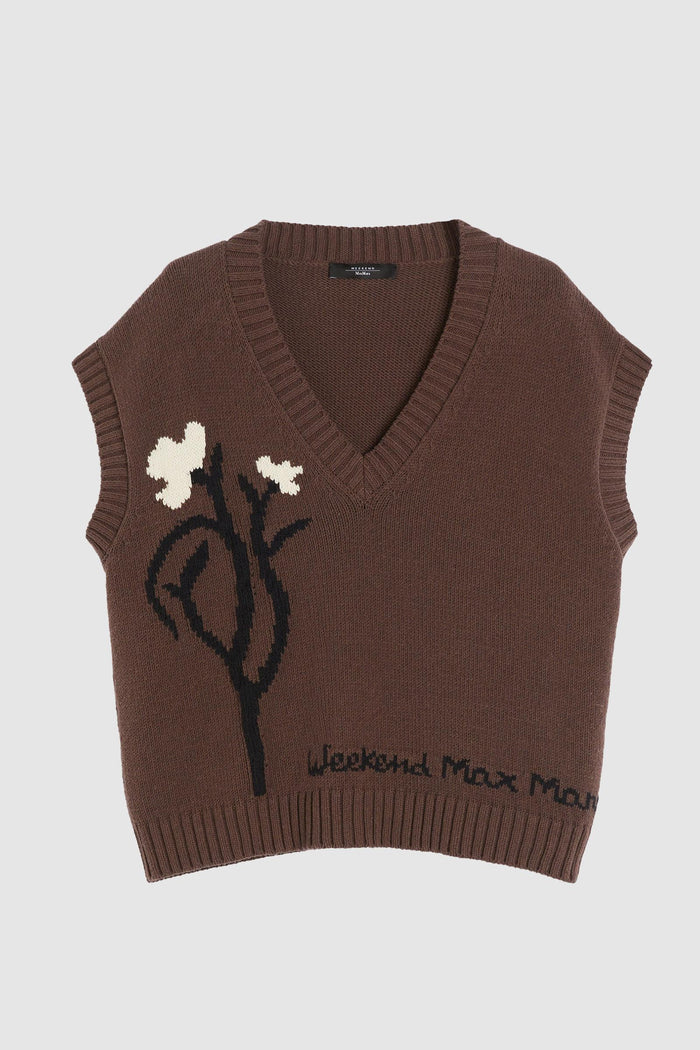 Crusca gilet intarsiato in misto cotone